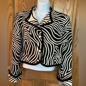 Silk Vintage ConstanceSaunders blazer .Black and white.  Unique buttons.